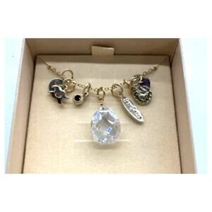 NIB Kirks Folly Stargazer Necklace Gold Tone Zodiac Sun Moon Charm 20 inch Chain